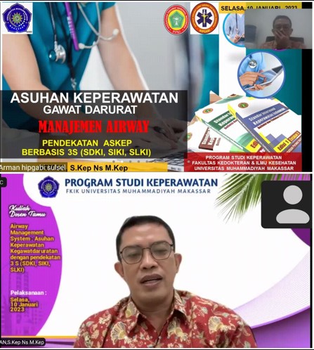 IMPROVE STUDENT COMPETENCE ACCORDING TO THE VISION OF THE STUDY PROGRAM, FKIK UNISMUH NURSING HOLDS AIRWAY MANAGEMENT SYSTEM WEBINAR